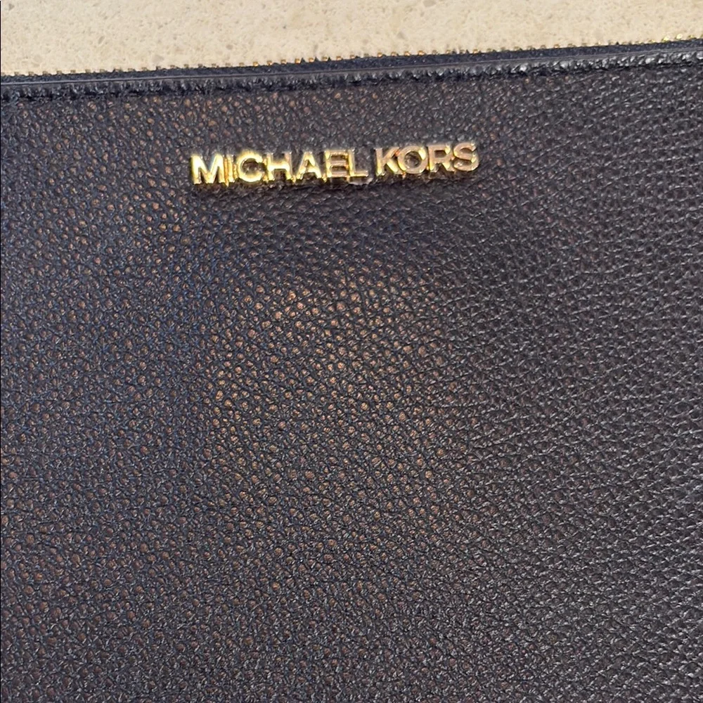 Michael Kors Black Leather Wristlet Bag
